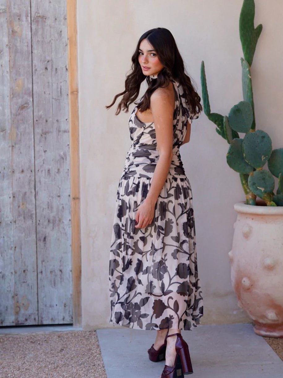 VESTIDO HALTER FRUNCIDO BLACK - Image 3