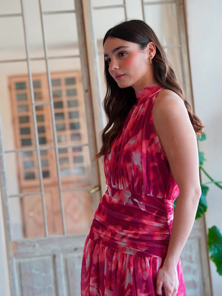 VESTIDO HALTER FRUNCIDO ROSA - Image 3