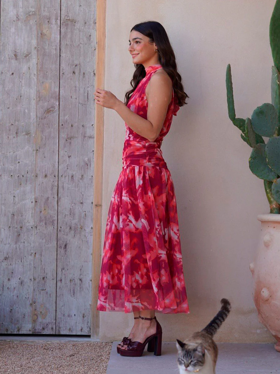 VESTIDO HALTER FRUNCIDO ROSA - Image 4