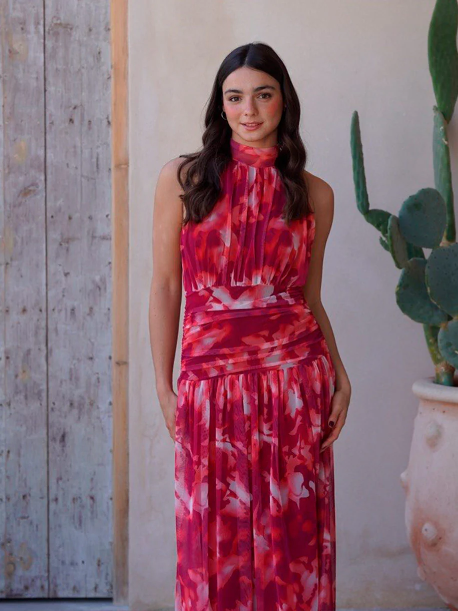VESTIDO HALTER FRUNCIDO ROSA - Image 5