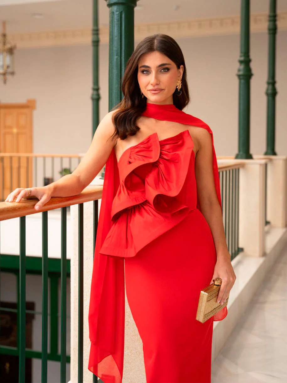 VESTIDO MALVAR VOLANTE ROJO - Image 3